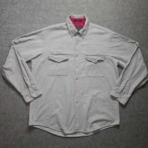 Authentic Mountain Tek Shirt Size L Gray Button Up‎ Long Sleeve Thick Cotton